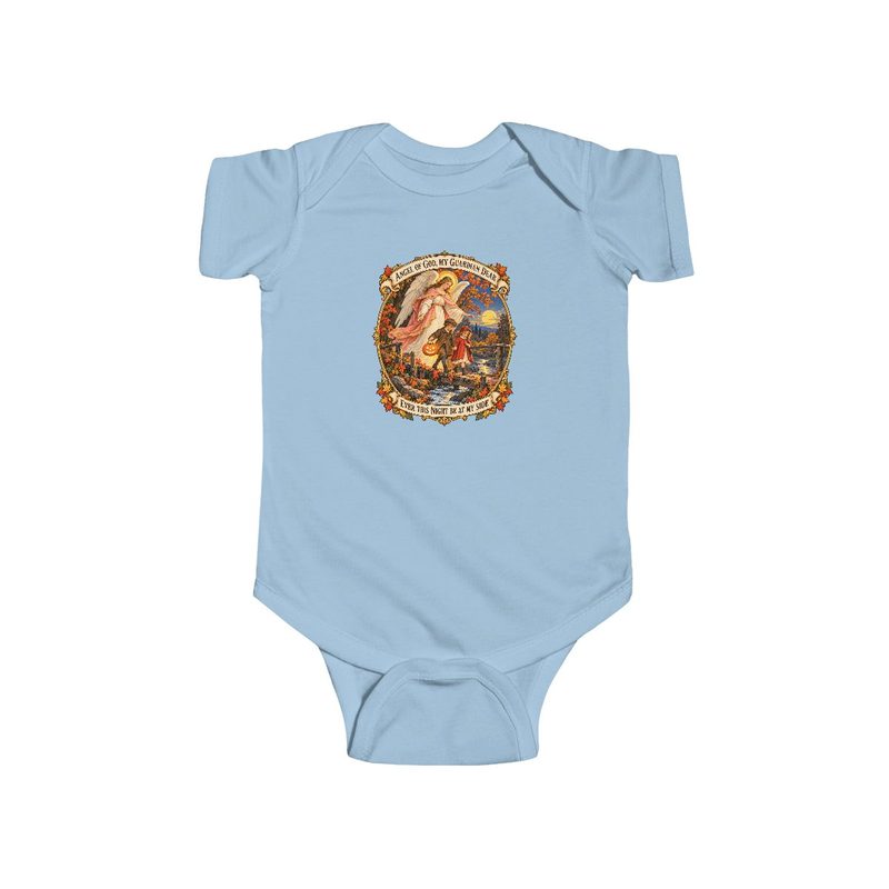 Baby Angel of God Prayer Bodysuit with guardian Angel Infant One Piece