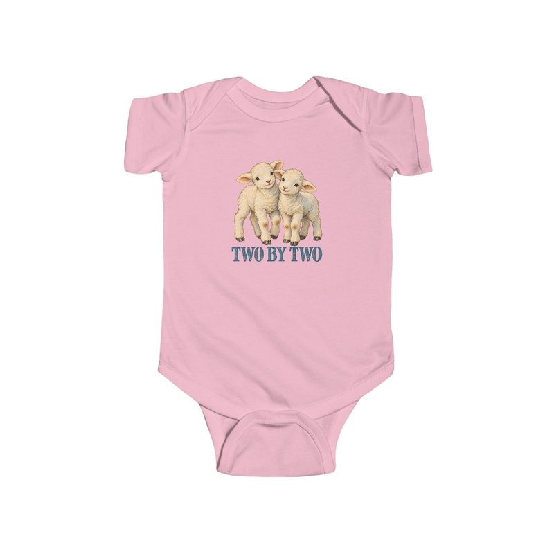 Baby Two by Two Bodysuit with twin Lambs Infant One Piece