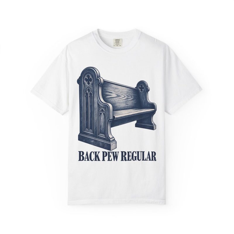 Back Pew Regular Shirt with Vintage Church Pew Engraving