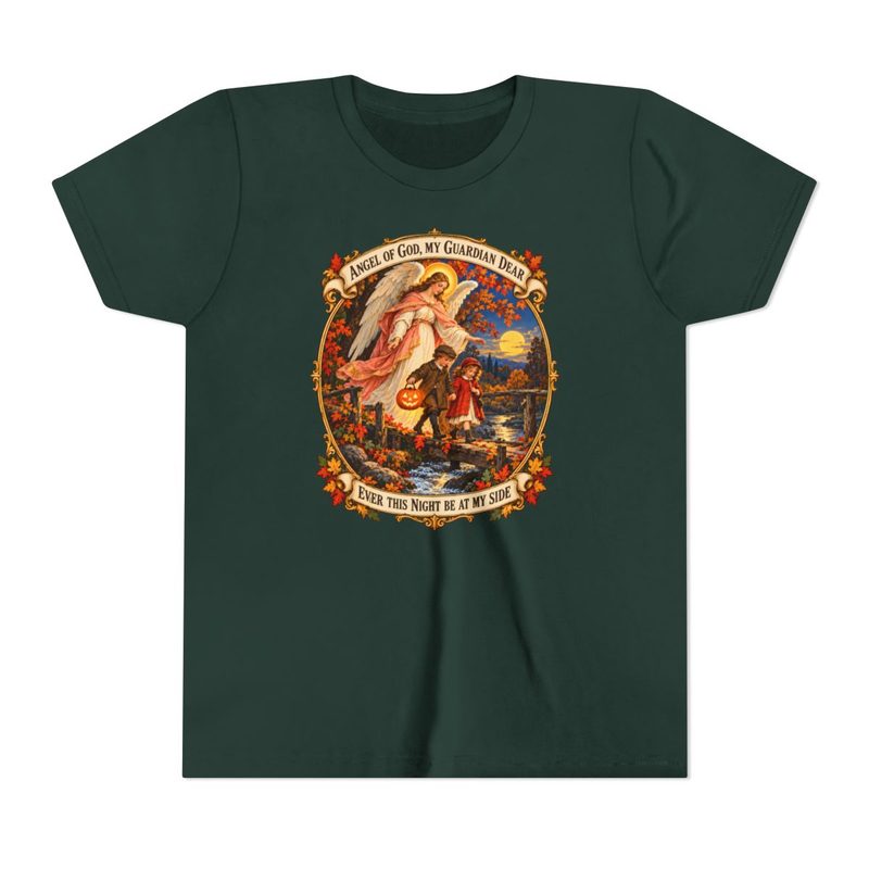 Kids Angel of God Prayer Shirt with youth Guardian Angel Tee