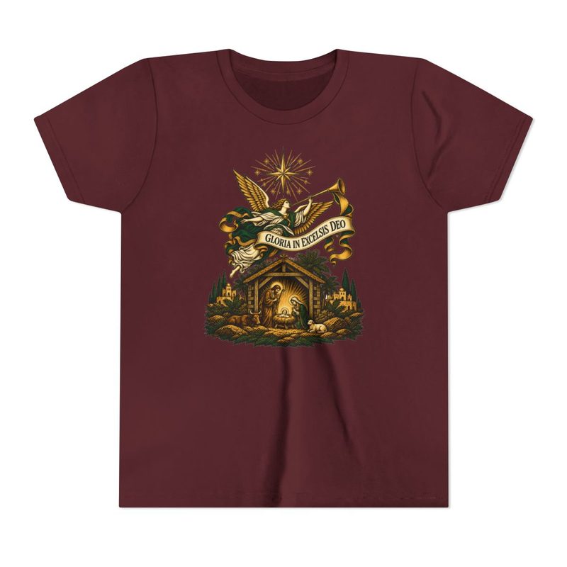 Kids Herald Angel Trumpet Shirt with youth Glory to God in the Highest Tee