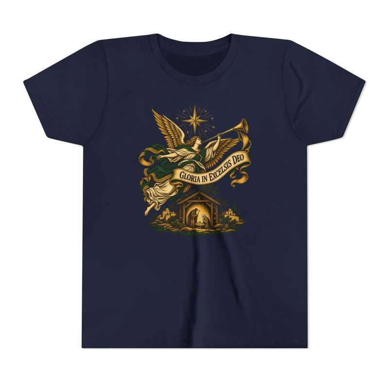 Kids Nativity Angel Shirt with youth Gloria in Excelsis Deo Tee