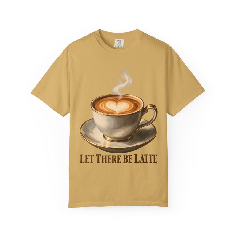 Let There Be Latte Shirt with funny Christian Coffee T-Shirt