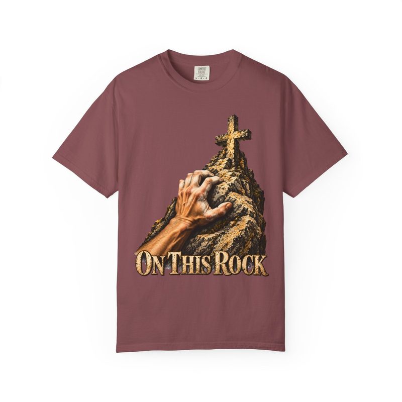 On This Rock Shirt with catholic Climbing T-Shirt