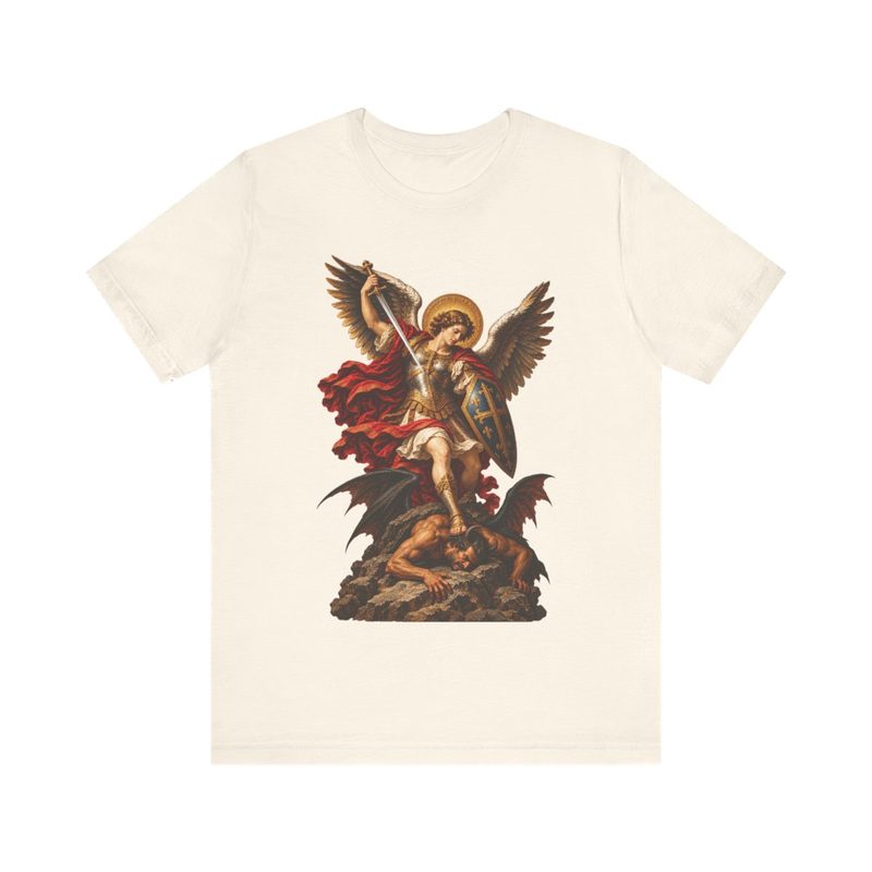 St Michael the Archangel Shirt with baroque Altar Art Defeating Satan