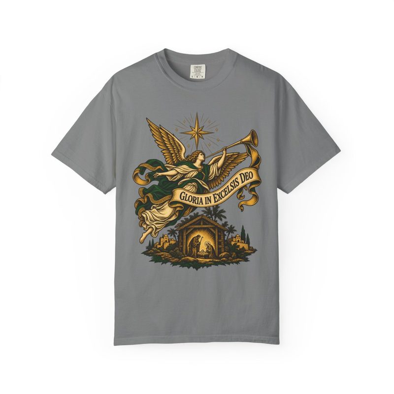 Gloria in Excelsis Deo Shirt, Grey shirt