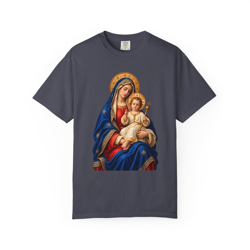 Madonna and Child Tee, Navy shirt