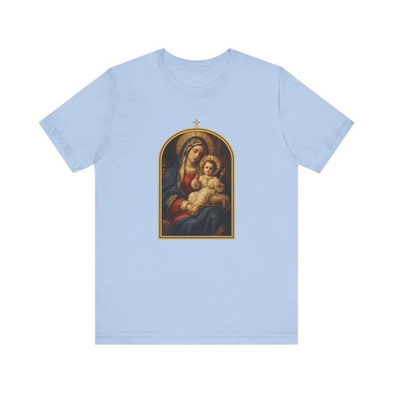 Enthroned Madonna and Child Shirt, Baby Blue shirt